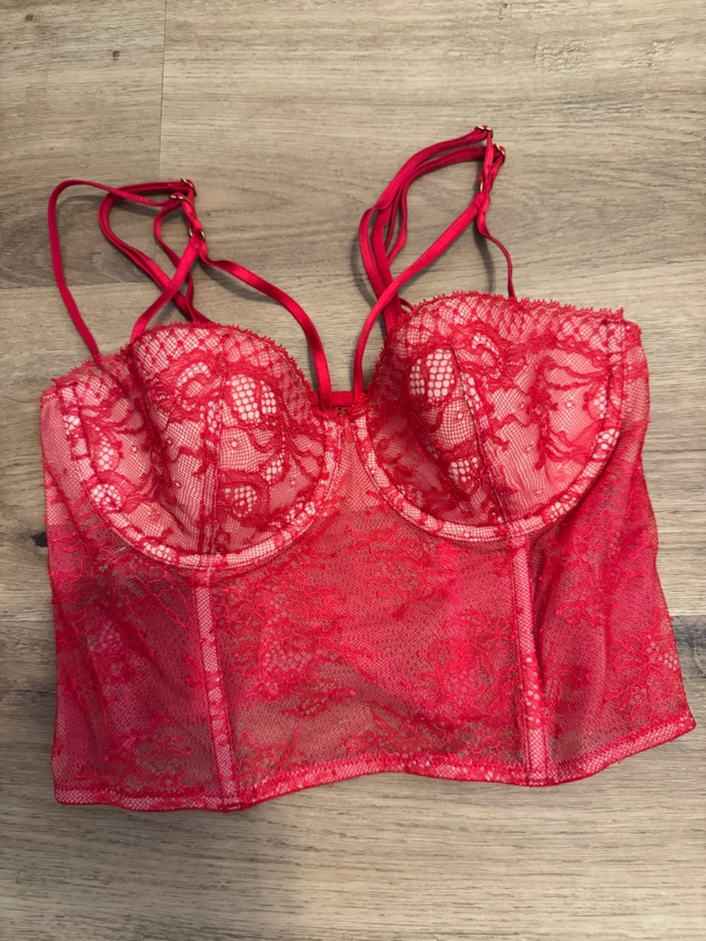 Victoria's Secret Red Lace Longline Bustier